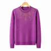 Nueva Colección Primavera y Otoño: Tejidos para Mujer de Mediana Edad y Mayores, Suéter Pulóver de Cuello Redondo, Color Sólido, Top de Punto Fino