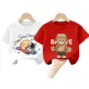 Camiseta de Manga Curta para Meninos 2026 Novo Estilo Verão Infantil Algodão Puro Top Roupas de Verão para Bebê Camiseta Base Estilosa com Desenho Tendência