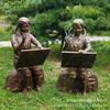 Escultura de Figura de Fibra de Vidrio Imitación Cobre Estudiante Chica Pintura Bocetos Campus Paisaje Cultural Adornos