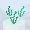 Tarjeta de Pastel de Hierba Verde Pastoral Hierba Verde Mori Planta Decoración de Pastel de Cumpleaños Enchufe Mesa de Postres Enchufe