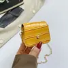 Bolsa Quadrada Mini Tendência 2026 Verão Nova Moda Simples Casual Corrente Bloqueio de Cor Padrão Pedra Bolsa de Ombro Transversal
