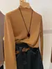 Suéter de Tricô Slim Fit com Gola Alta Meia-Manga Novo Outono/Inverno 2026 para Mulheres, Macio e Versátil, Adequado para Usar em Camadas e como Camisa Base