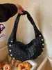 Bolso tipo dumpling ins con estrellas estilo coreano para mujer, gran capacidad, versátil para el uso diario, bolso de axila, bolso de hombro tipo tote para mujer