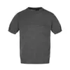 Camiseta de Tricô Manga Curta para Homem, Verão Slim Fit, Listras Esculturais de Linha Solta, Top Casual Liso com Gola Redonda, Tendência