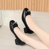 Zapatos Nuevos de Mujer para Primavera y Otoño Dropshipping, Zapatos de Cuero para Mujeres de Mediana Edad, Zapatos Bajos Cómodos de Tacón Grueso, Zapatos Versátiles para Madres