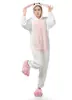 Macacão Infantil Cartoon Animal Outono Inverno Coelho Azul Flanela Unissex Roupa de Casa Quente Com Capuz Versão Espessa