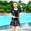 2021xingxing Vals dividido talla grande traje de baño deportivo de una pieza talla grande boxer para aguas termales con mangas