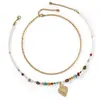 Collares de Capas Hechos a Mano con Cuentas de Venta Caliente para Mujer, Gargantilla de Diseño Doble Capa, Amuleto del Ojo Turco, Accesorio para el Día a Día con un Estilo Moderno