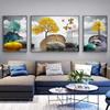 Caqui Ruyi Pintura Decorativa 2024 Sala de Estar Tríptico Sofá Simples Moderno Fundo Parede Pintura Suspensa Novo Estilo Chinês Pintura Mural