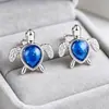 Pendientes de Tortuga Marina Profunda Lindos de Venta Caliente Transfronterizos con Brillo Azul Pegamento de Goteo Pendiente de Animal Pequeño