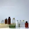 Botella de plástico transparente PET con tapa de aluminio de 50 ml, botella para muestras de empaque cosmético, botella para aceite esencial con tapa de aluminio