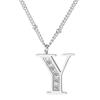 Amazon Supply 14k ouro real galvanoplastia simples titânio aço cnc diamante zircão colar 26 letras Inglês colar