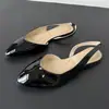 Nuevos Zapatos Planos de Charol con Punta y Sin Talón para Mujer 2025, Sandalias Planas de Boca Baja con Suela Suave, Zapatos Versátiles para el Trabajo para Mujer al por Mayor