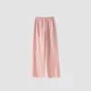 Pantalones de Mujer de Lino Tencel Tejido y Teñido Personalizado Verano 2026 con Cintura Fruncida y Corte Recto Delgado