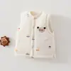 Colete Acolchoado de Algodão para Bebê para Outono e Inverno, Colete de Algodão Puro Classe A para Recém-Nascidos, Jaqueta Sem Mangas Quente de Três Camadas