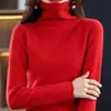 2026 Otoño/Invierno Nuevo Estilo Coreano Suéter de Cuello Alto Jersey Borde Enrollado Ajuste Delgado Camisa Base de Punto para Mujer