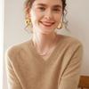 Outono e Inverno Simples Mulheres V-Neck Cashmere Malha Base Camisa Meia Manga All-match Soft Cera Skin-friendly Top Solto Camisa Interna Solta