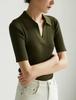 Suéter de Manga Corta con Cuello POLO SS STUDIO para Mujer, Ajustado, de Moda Simple, para Verano