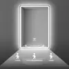 Espejo de Baño Inteligente Montado en Pared Espejo de Baño para el Hogar con Luz, Pantalla Táctil, Antivaho, Espejo Iluminado LED
