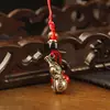 Llavero de calabaza trepadora vintage hecho de latón macizo, cordón para llaves tejido a mano, se puede usar como colgante de cadena para teléfono