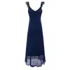 Venta al por mayor Europea y Americana 2026 Verano Nuevo Estilo Vestido Estampado con Volantes Espalda Descubierta Sexy Largo P4-A137 Poliéster
