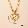 Pingente Único - Colar com pingente de coração em aço inoxidável mais vendido para mulheres com gota de óleo e incrustação de diamante, acessório de pingente com design oco