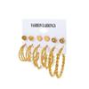 Conjunto de brincos de pérola borboleta transfronteiriços combinação brincos geométricos de metal exagerados europeus e americanos brincos de personalidade da moda para mulheres
