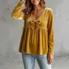 Otoño/Invierno 2026 Nueva Ropa Europea y Americana para Mujer Comercio Transfronterizo Venta al por Mayor Cuello en V Lazo Terciopelo Casual Holgado Manga Larga Top
