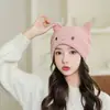 Gorro de orejas de gato transfronterizo, gorro de lana tejido, gorro de felpa de invierno para mujer, cálido para otoño e invierno, a prueba de frío y viento, venta al por mayor