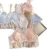 Ángel de Borla# Encaje Francés Borla Taza de Conejito Dulce Cómodo Transpirable y Sin Marcas Recoge Parte Superior Ropa Interior para Mujeres
