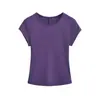 Camiseta Redonda para Mujer con Mangas Cortas Volantes, Camiseta Deportiva Base de Manga Corta, Verano Hielo-Frío Elástica Ajustada Estilo Americano