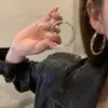 Brincos de argola grandes de camada dupla super brilhantes para mulheres, design exclusivo do Instagram, estilosos, simples, versáteis