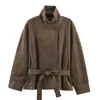 Fabricante transfronterizo de ropa para mujer al por mayor 2026 AliExpress artículo más vendido chaqueta casual de moda estilo francés con cinturón