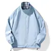 Chaqueta Reversible de Cuadros Moderna para Hombre para Primavera y Otoño, Cuello Alto Liso Doble Cara Moda Casual Ropa Exterior para Pareja