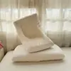 Funda de almohada acolchada de algodón puro color sólido, algodón lavado, lavable, transpirable y cómoda para todas las estaciones, adecuada para dormitorios de estudiantes