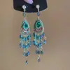Nuevos Pendientes de Borla Esmeralda Estilo Palacio Retro Chino para Mujer, Lujo Ligero, Atmósfera de Alta Gama, Pendientes Versátiles para Mujer