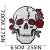 Patches de tecido bordados para Halloween para passar em jaquetas de trabalho, patches decorativos com padrões de rosa e caveira, emblemas bordados