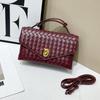 Bolso de Mano de Lujo Accesible de Alta Gama Bolso Tejido a Mano de Cuero Genuino 2025 Nuevo Bolso Satchel de Moda Bolso de Noche Bolso Cuadrado Pequeño de Piel de Vaca