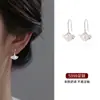 Pendientes de Hoja de Ginkgo para Mujer, Estilo Coreano, Frescos y Dulces, Pendientes Cortos Dulces de Perla y Hoja de Ginkgo, Pendientes Elegantes y de Alta Gama