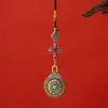 Suministrado directamente por el fabricante: Colgante giratorio de doble cara estilo Tíbet con los doce signos del zodíaco, nueve palacios y ocho trigramas, con esmalte azul tradicional, joyería de estilo étnico