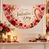Bandera de Abanico de Medio Círculo Popular Transfronteriza para el Día de San Valentín, Tela Romántica de Corazón de Amor para Colgar en la Pared, Decoración para Fiestas Festivas, Fondo para Fotos
