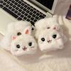 Guantes de invierno con dibujos de conejo para mujer, de peluche, con medio dedo, para jugar en el teléfono móvil, cálidos, forrados de polar, para montar en bicicleta y a prueba de frío.