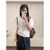 2025 Novo Estilo Quente Redutor de Idade Únicos e Bonitos Tops Super Bonitos Camiseta de Tricô com Coelho Cartoon Branco para Mulheres Verão