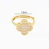 Anel de trevo de quatro folhas dedicado transfronteiriço estilo coreano cobre banhado a ouro nicho design de luxo leve anel de alta qualidade não desbota pulseira