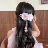 Pinza para el Cabello de Flor con Borlas y Pico de Pato para Niñas, Pasador para la Parte Trasera de la Cabeza, Accesorio para el Cabello para Niñas, Pinza de Garra para Moño de Cabello, Pasador