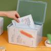 Caja de Almacenamiento de Escritorio Estilo Japonés Caja Transparente para Almacenamiento de Cuidado de la Piel Cosméticos Mascarillas de Algodón Caja de Almacenamiento Cosmético a Prueba de Polvo
