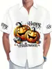 Comercio Transfronterizo Verano 2024 Calabaza de Halloween Impresión 3D Moda Casual Manga Corta Camisa Hawaiana Ropa para Hombre