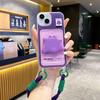 Soporte Monstruo Morado para Funda de Teléfono Móvil Apple 16pro Nuevo Lanyard iphone15 13 Lindo 12/8P