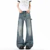 Jeans wide leg masculino com vibe de street style americano, novo modelo de verão, corte solto, emagrecedor, versátil, calças compridas