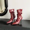 Botas de Tacón Delgado Apilado Fruncidas Punta Fina Adelgazantes 2026 Nuevo Estilo Otoño Coreano Tacón Fino Bota Corta Versátil Temperamento Botas de Moda Martin